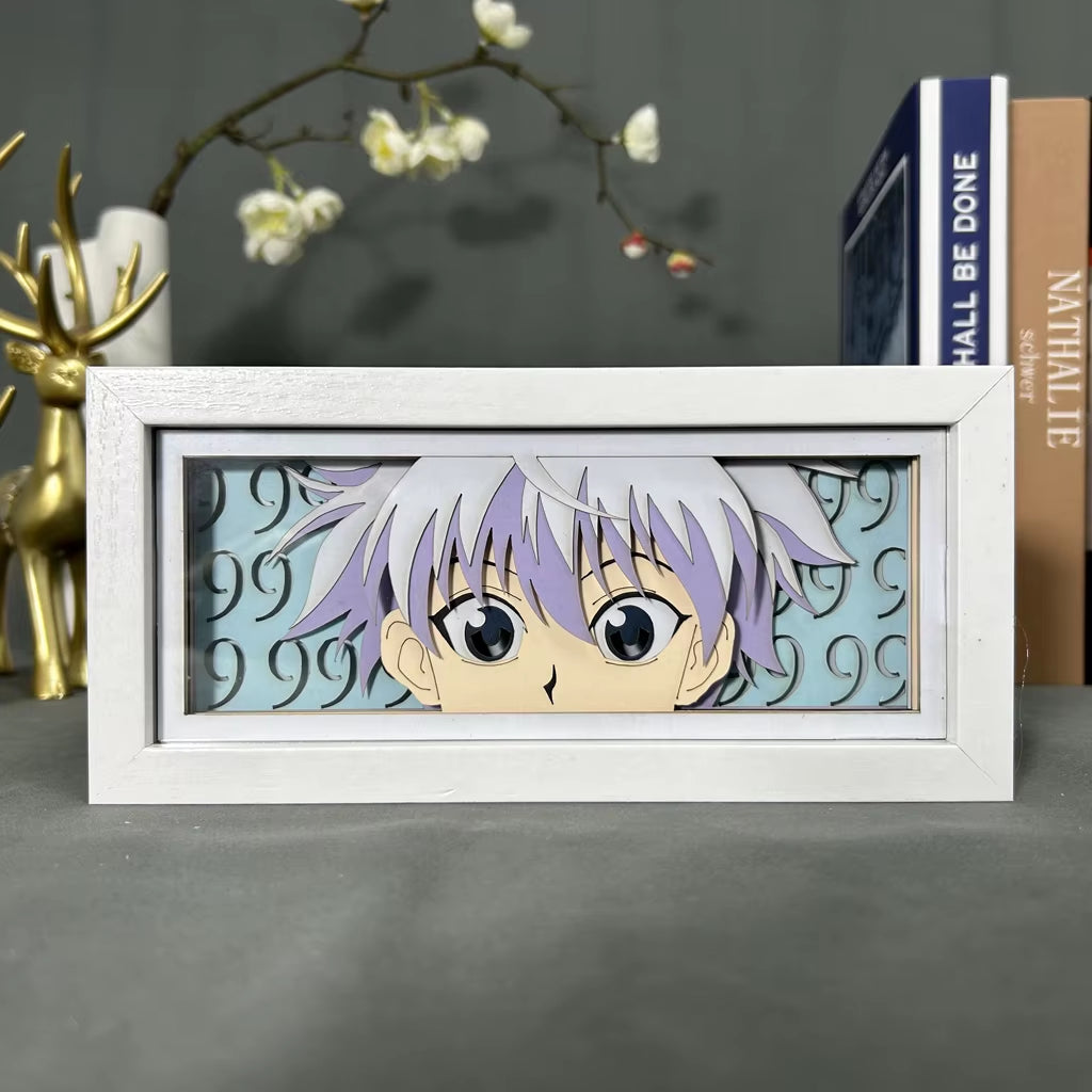 Anime Figures Hunter X Hunter Killua Light Box for Bedroom Decoration Manga Paper Carving Lamp for Children'S Room Hxh Face Eyes