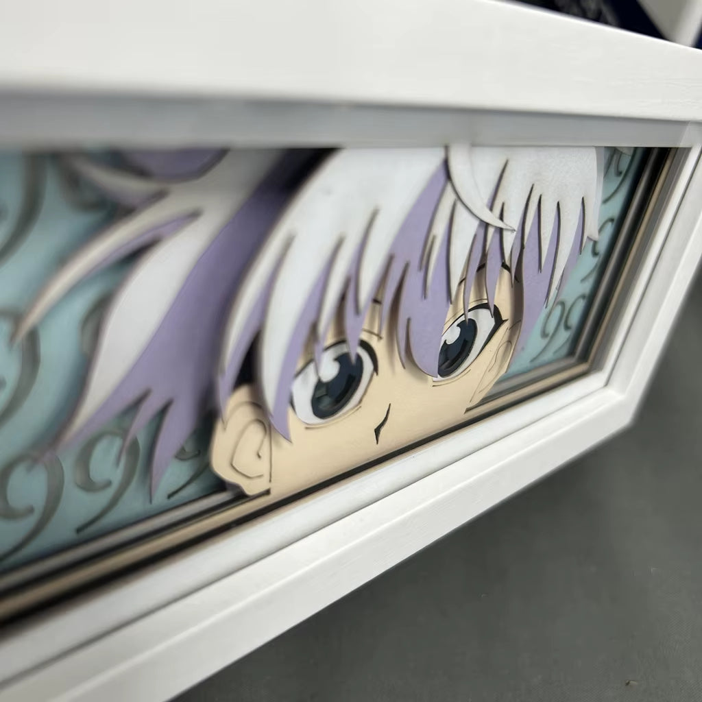 Anime Figures Hunter X Hunter Killua Light Box for Bedroom Decoration Manga Paper Carving Lamp for Children'S Room Hxh Face Eyes