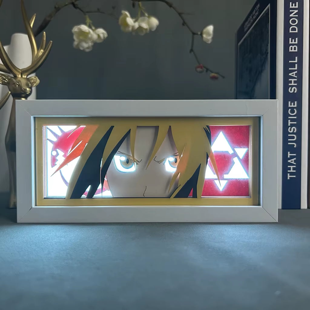 Anime Light Box Fullmetal Alchemist Edward Elric Face Gamer Room Decoration Manga Paper Cut Led Night Lamp Fullmetal Alchemist