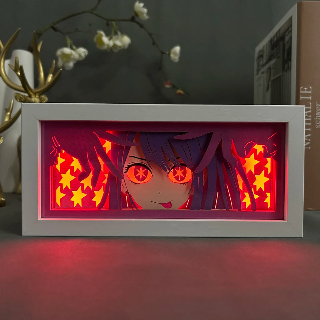 Paper Cut Anime Light Box Oshi No Ko Ai Hoshino for Bedroom Decor Birthday Gift Manga Shadow Box Desk Table Lamp LED Night Light