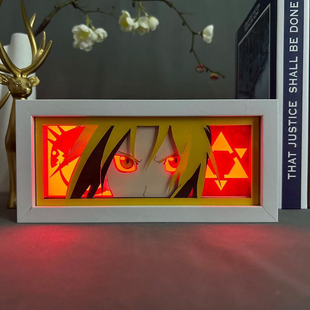 Anime Light Box Fullmetal Alchemist Edward Elric Face Gamer Room Decoration Manga Paper Cut Led Night Lamp Fullmetal Alchemist