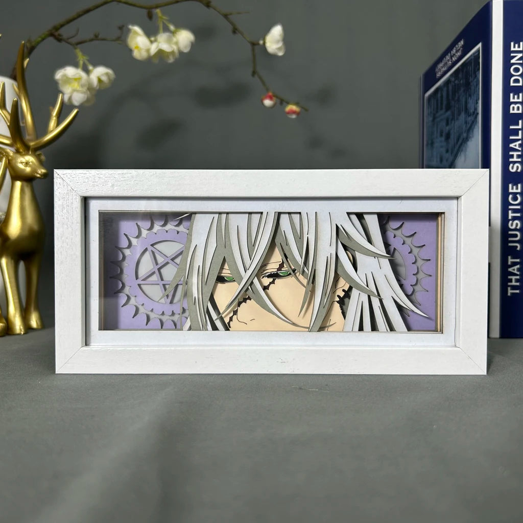 Anime Light Box Black Butler Undertaker Lamp Gaming Lighting Room Decoration Lightbox 3D Paper Cut Table Lamp Manga Black Butler