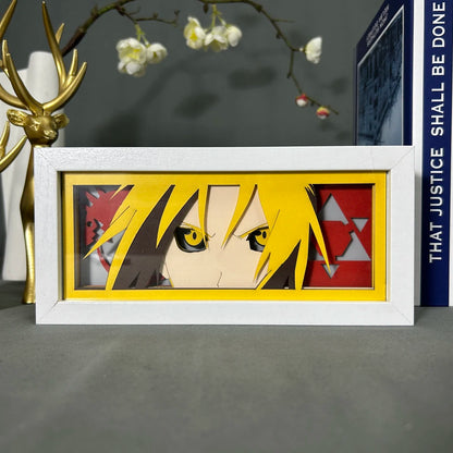 Anime Light Box Fullmetal Alchemist Edward Elric Face Gamer Room Decoration Manga Paper Cut Led Night Lamp Fullmetal Alchemist