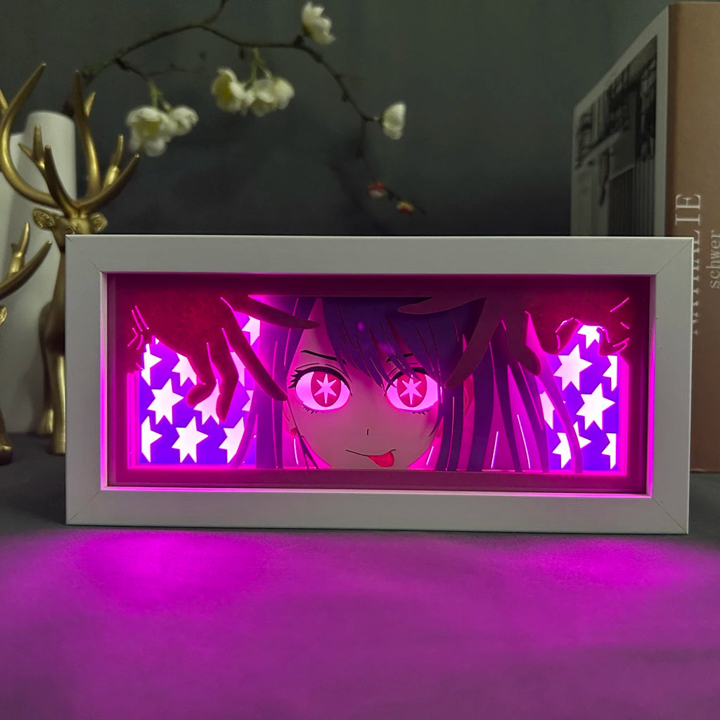 Paper Cut Anime Light Box Oshi No Ko Ai Hoshino for Bedroom Decor Birthday Gift Manga Shadow Box Desk Table Lamp LED Night Light