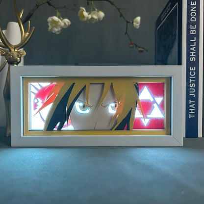 Anime Light Box Fullmetal Alchemist Edward Elric Face Gamer Room Decoration Manga Paper Cut Led Night Lamp Fullmetal Alchemist