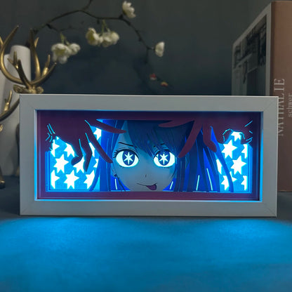 Paper Cut Anime Light Box Oshi No Ko Ai Hoshino for Bedroom Decor Birthday Gift Manga Shadow Box Desk Table Lamp LED Night Light