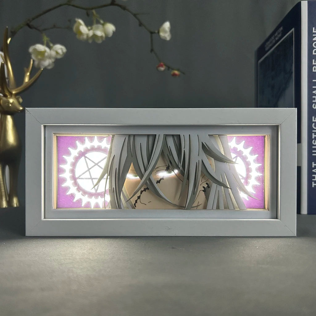 Anime Light Box Black Butler Undertaker Lamp Gaming Lighting Room Decoration Lightbox 3D Paper Cut Table Lamp Manga Black Butler