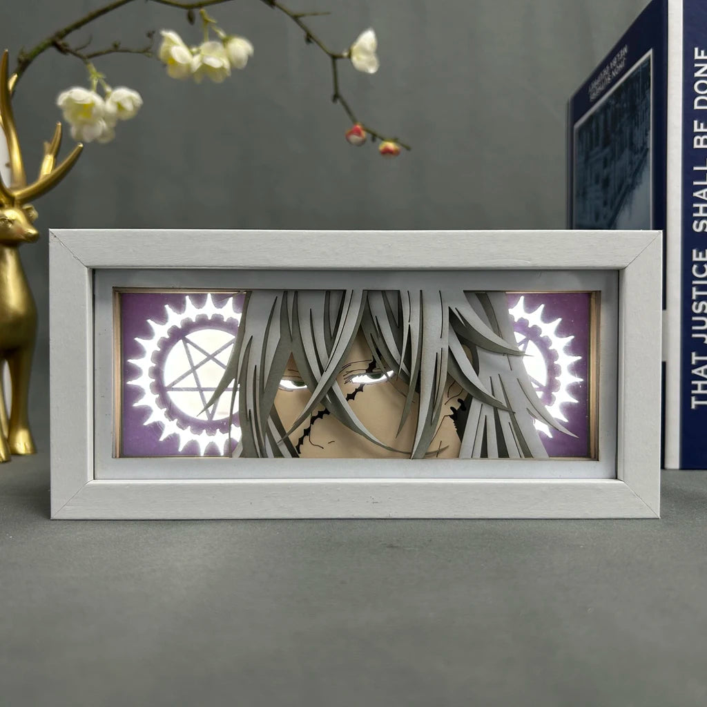 Anime Light Box Black Butler Undertaker Lamp Gaming Lighting Room Decoration Lightbox 3D Paper Cut Table Lamp Manga Black Butler