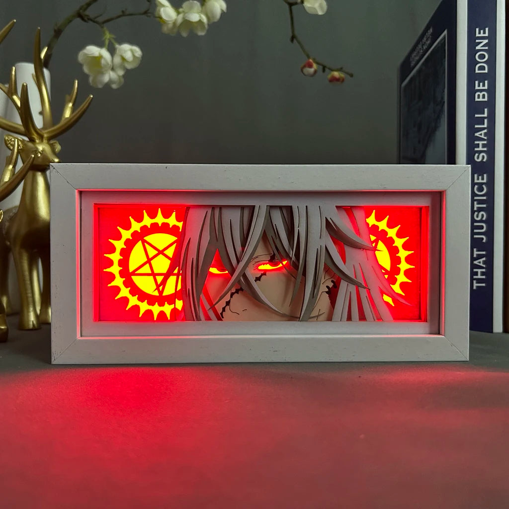 Anime Light Box Black Butler Undertaker Lamp Gaming Lighting Room Decoration Lightbox 3D Paper Cut Table Lamp Manga Black Butler