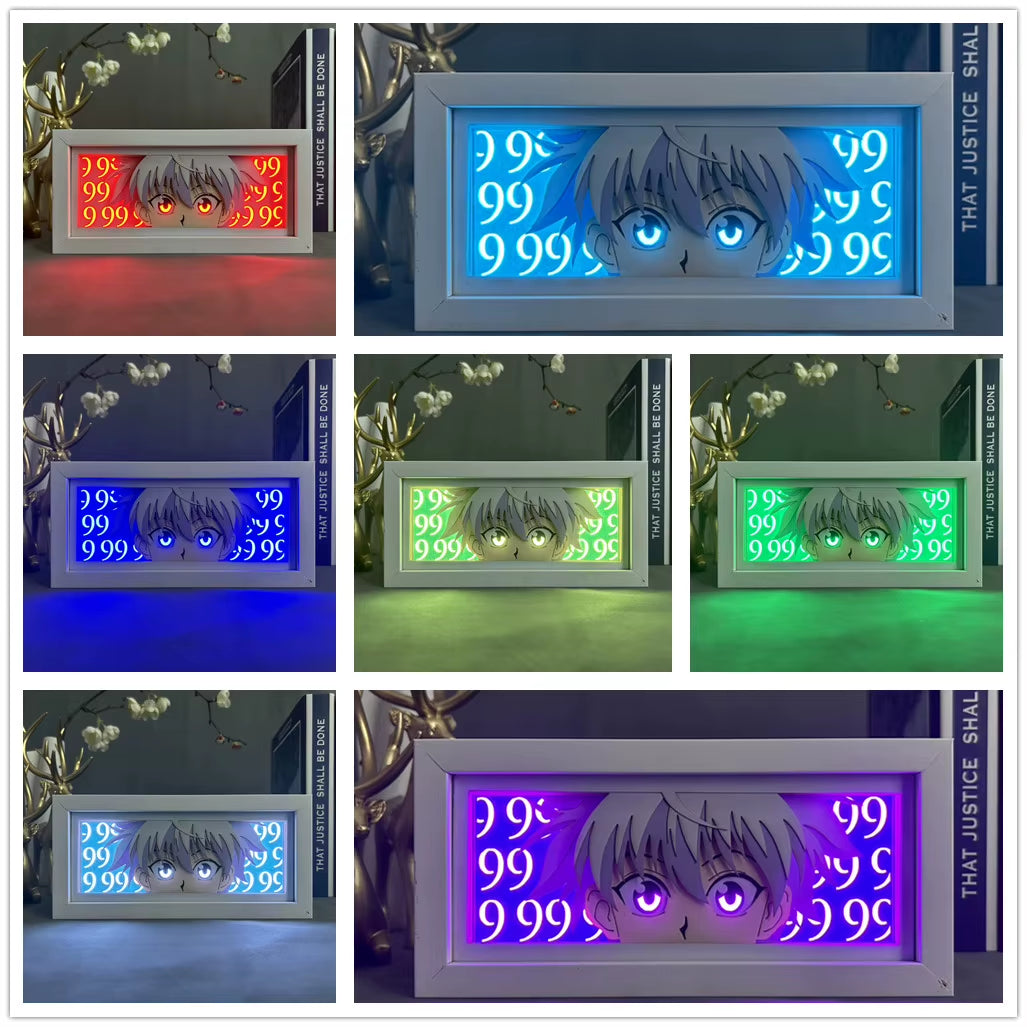 Anime Figures Hunter X Hunter Killua Light Box for Bedroom Decoration Manga Paper Carving Lamp for Children'S Room Hxh Face Eyes