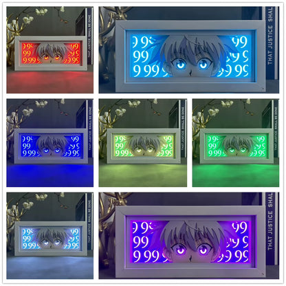 Anime Figures Hunter X Hunter Killua Light Box for Bedroom Decoration Manga Paper Carving Lamp for Children'S Room Hxh Face Eyes